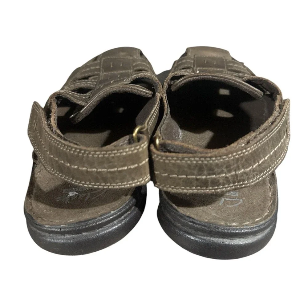 Clarks Sandals Men's 9 Brown Leather Fisherman Closed Toe Hiking Trail